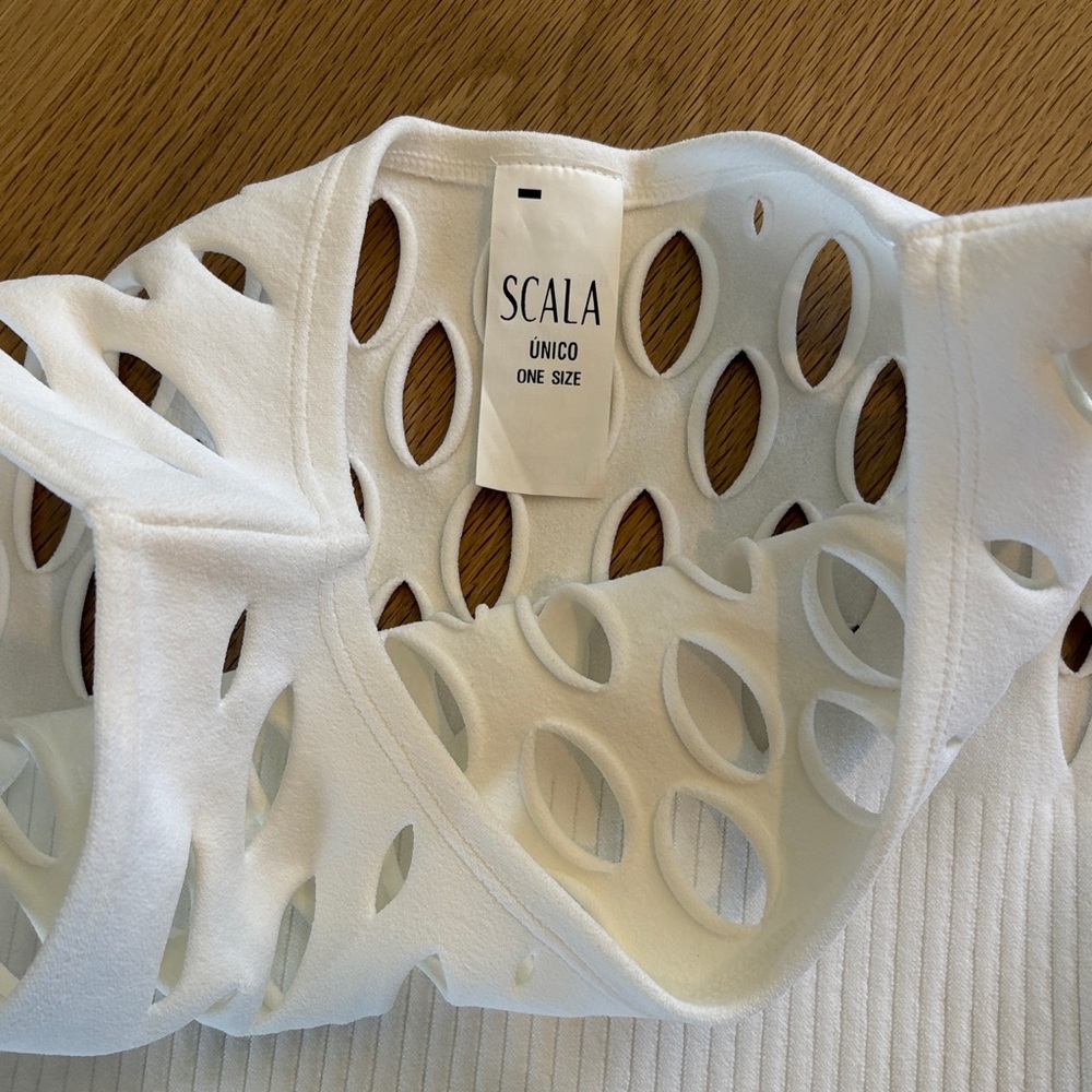 Scala White Tank Top with Cutout Detail - Picture 2 of 3
